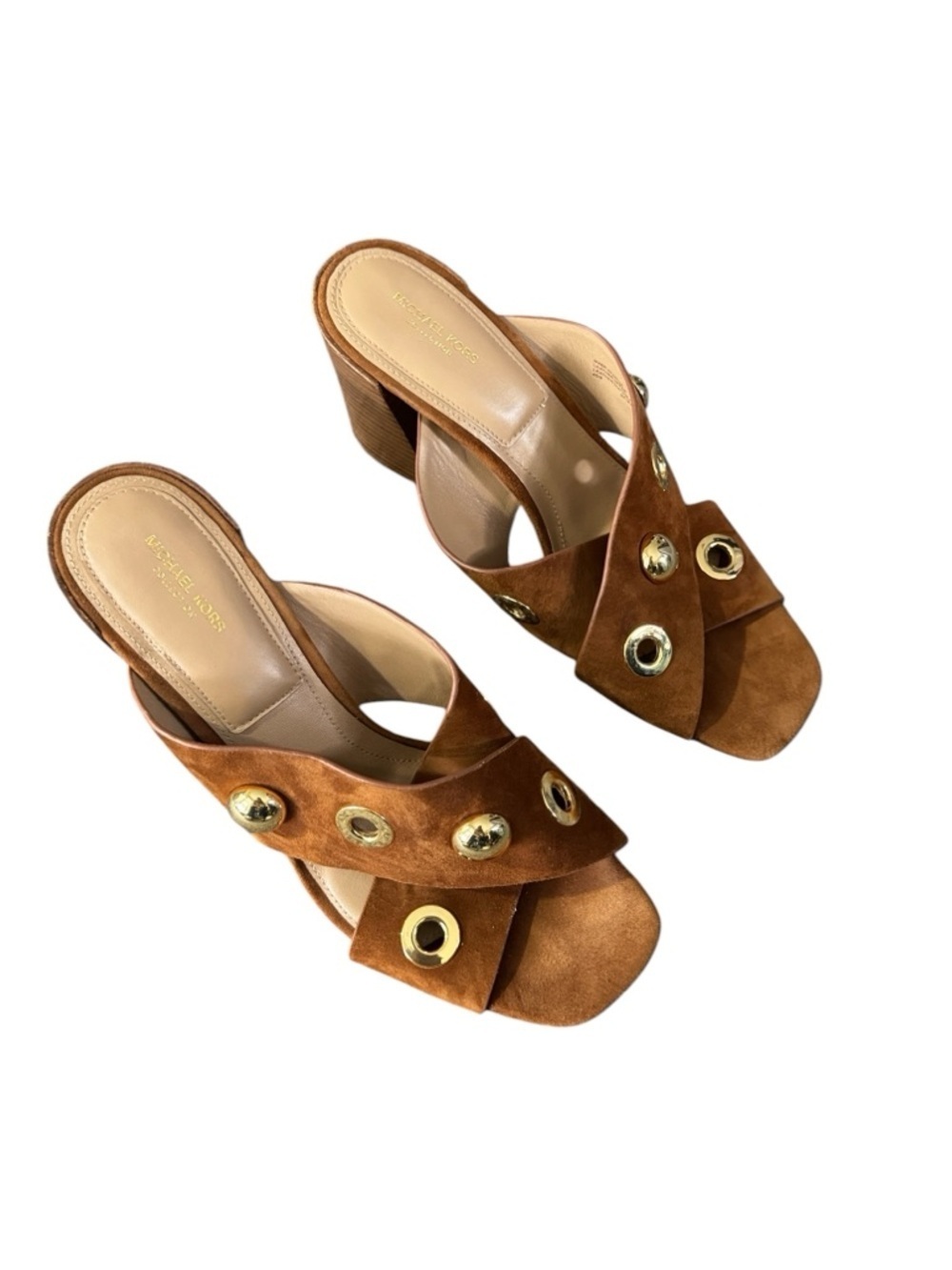 Michael Kors Collection Brianna Grommeted Suede Mules Size 9